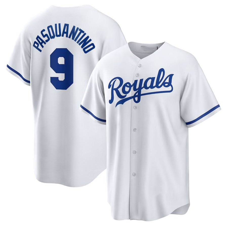 Kansas City Royals #9 Vinnie Pasquantino Home Replica Jersey - White Stitched Baseball Jersey