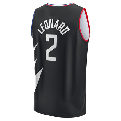 LA.Clippers #2 Kawhi Leonard Fanatics Branded 2021-22 Fast Break Player Jersey Black Statement Edition Stitched American Basketball Jersey