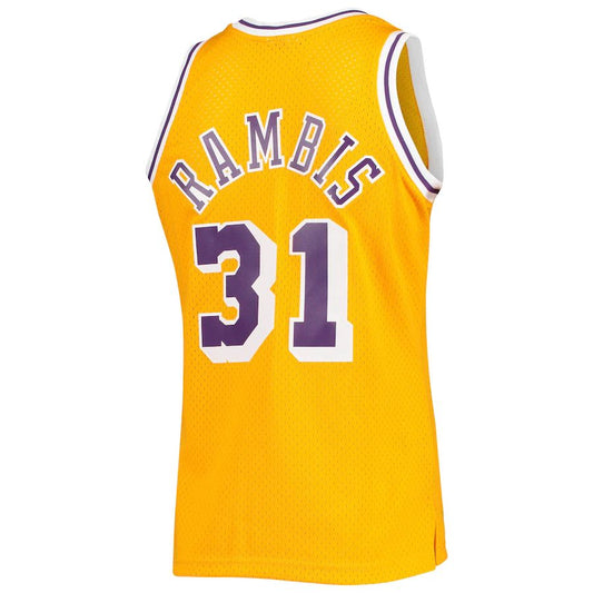 LA.Lakers #31 Kurt Rambis Mitchell & Ness 1984-85 Team Hardwood Classics Swingman Jersey Gold Stitched American Basketball Jersey