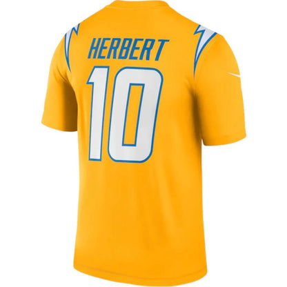 LA.Chargers #10 Justin Herbert Gold Inverted Legend  Football Jerseys