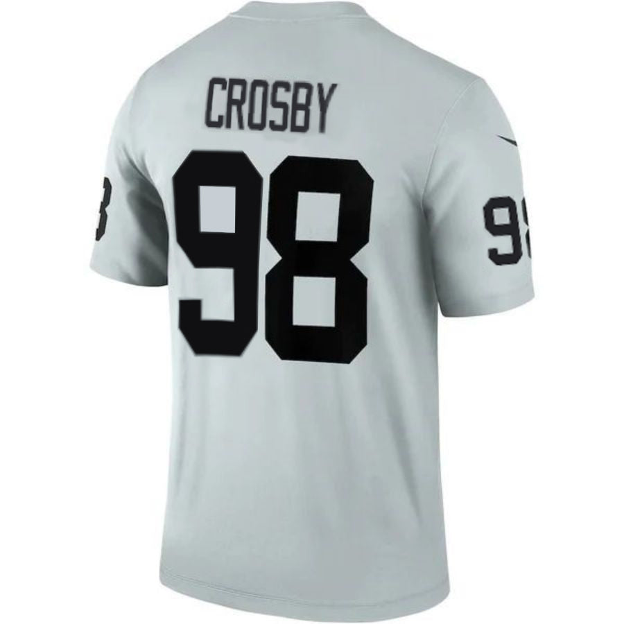 LV. Raiders #98 Maxx Crosby Player Gray Silver Inverted Legend Football Jerseys
