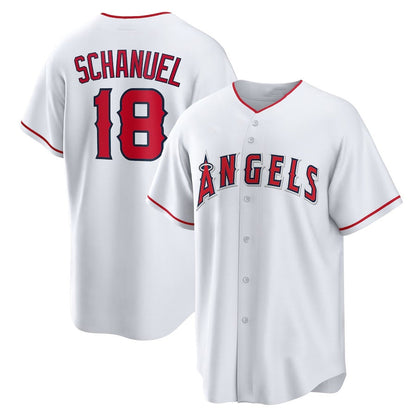 Los Angeles Angels #18 Nolan Schanuel Home Replica Jersey - White Stitched Baseball Jersey