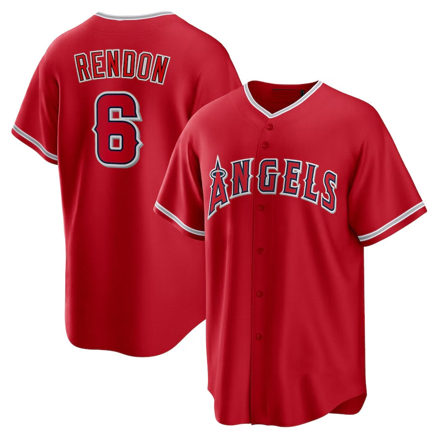 Los Angeles Angels #6 Anthony Rendon Alternate Replica Player Name Jersey - Red Stitched Baseball Jersey