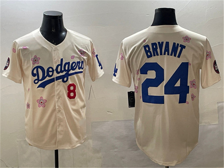 Los Angeles Dodgers Front #8 Back #24 Kobe Bryant Cream 2025 Tokyo Series Limited Stitched Baseball Jersey