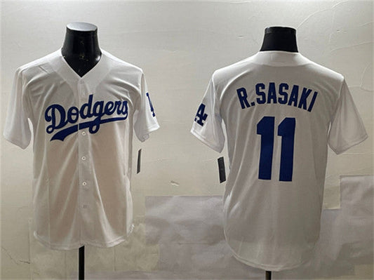 Los Angeles Dodgers #11 Roki Sasaki White Cool Base Stitched Baseball Jersey