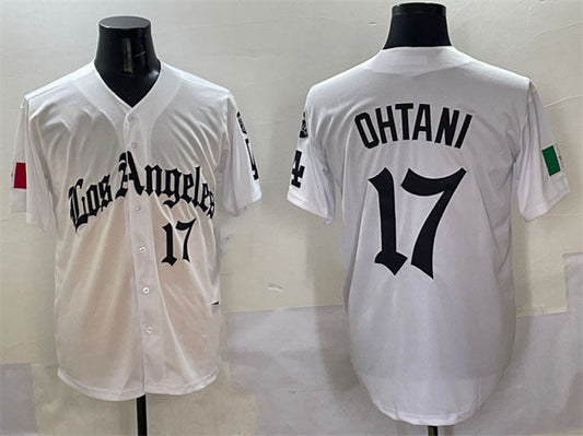 Los Angeles Dodgers #17 Shohei Ohtani White Mexico 2025 LA Gothic Style With Fernando Patch Vapor Premier Limited Stitched Baseball Jersey