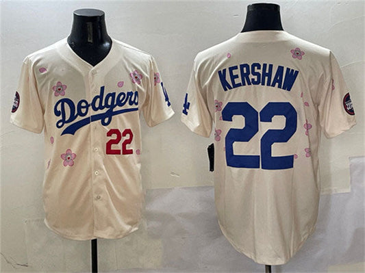 Los Angeles Dodgers #22 Clayton Kershaw Cream 2025 Tokyo Series Limited Stitched Baseball Jersey