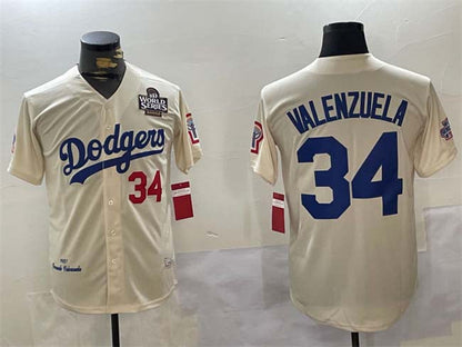 Los Angeles Dodgers #34 Toro Valenzuela Cream 1981 Cooperstown Stitched Baseball Jersey