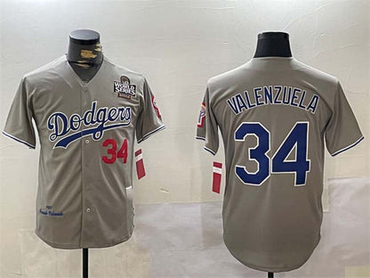 Los Angeles Dodgers #34 Toro Valenzuela Grey 2024 World Series 1981 Cooperstown Stitched Baseball Jersey