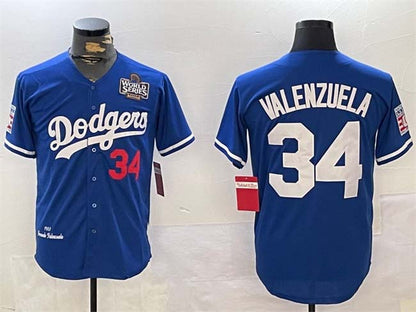 Los Angeles Dodgers #34 Toro Valenzuela Royal 2024 World Series 1981 Cooperstown Stitched Baseball Jersey