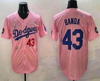 Los Angeles Dodgers #43 Anthony Banda Pink 2025 Tokyo Series Limited Baseball Jersey