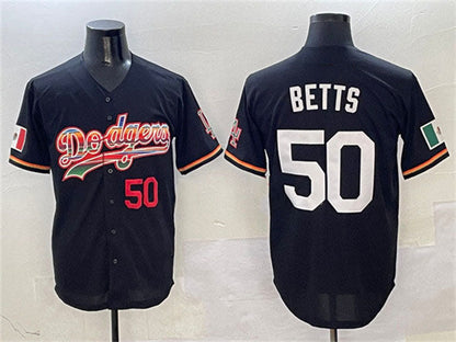 Los Angeles Dodgers #50 Mookie Betts Black Mexico Limited Stitched Baseball Jersey
