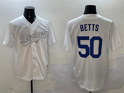 Los Angeles Dodgers #50 Mookie Betts White Fashion Cool Base Stitched Baseball Jersey