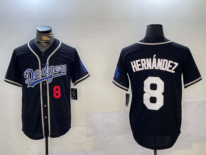 Los Angeles Dodgers #8 Enrique Hern¨¢ndez Black Cool Base Stitched Baseball Jerseys