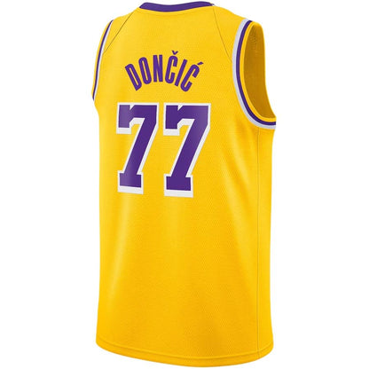 LA.Lakers #77 Luka Don?i? Icon Edition Swingman Jersey - Gold Stitched American Basketball Jersey