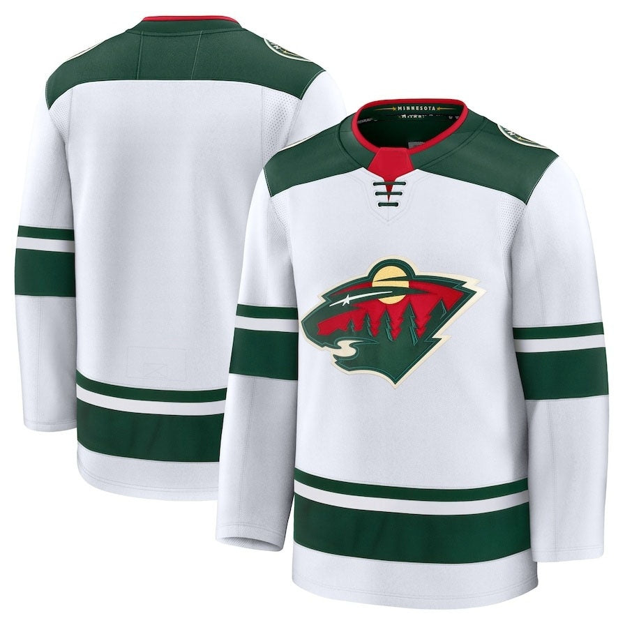 M.Wild Fanatics Away Premium Jersey - White Stitched American Hockey Jerseys