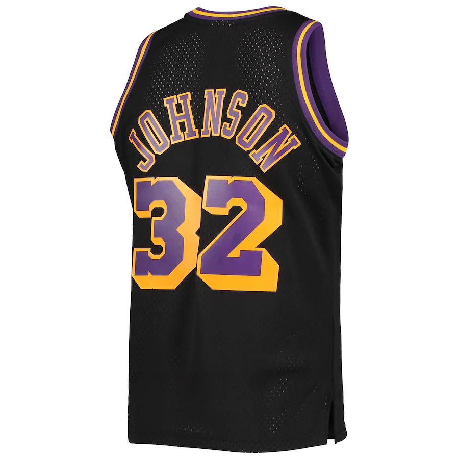 LA.Lakers #32 Magic Johnson Mitchell & Ness 1984-85 Hardwood Classics Reload 2.0 Throwback Swingman Jersey Black Stitched American Basketball Jersey