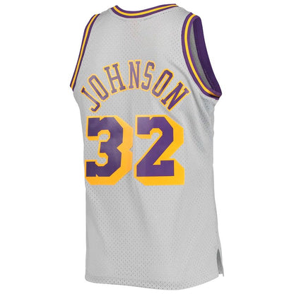 LA.Lakers #32 Magic Johnson Mitchell & Ness 1984-85 Hardwood Classics Reload 2.0 Throwback Swingman Jersey Gray Stitched American Basketball Jersey