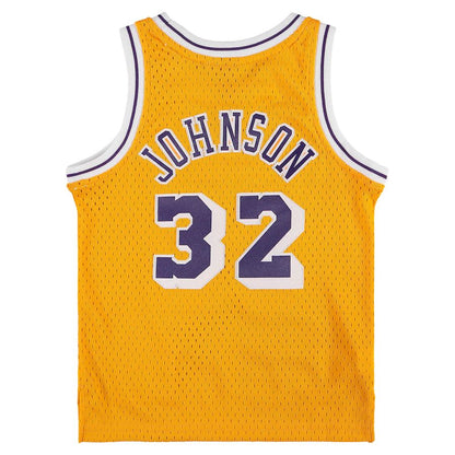 LA.Lakers #32 Magic Johnson Mitchell & Ness Preschool 1984-1985 Hardwood Classics Throwback Team Jersey Gold Stitched American Basketball Jersey