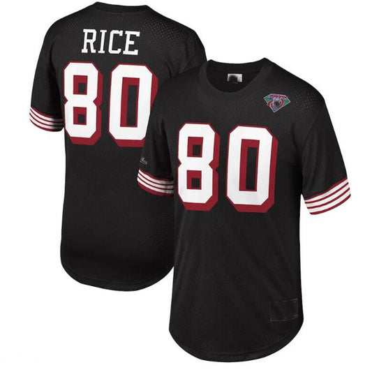 SF. 49ers #80 Jerry Rice Mitchell & Ness Green Retired Player Name & Number Mesh Top Stitched American Football Jersey