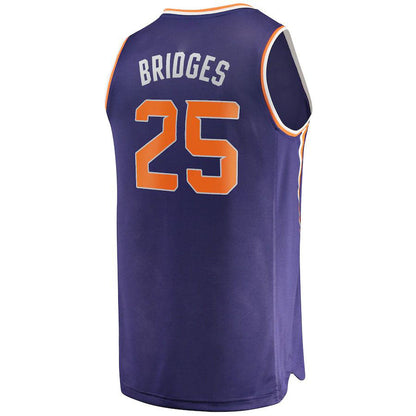 P.Suns #25 Mikal Bridges Fanatics Branded 2022-23 Fast Break Replica Jersey Icon Edition Purple Stitched American Basketball Jersey