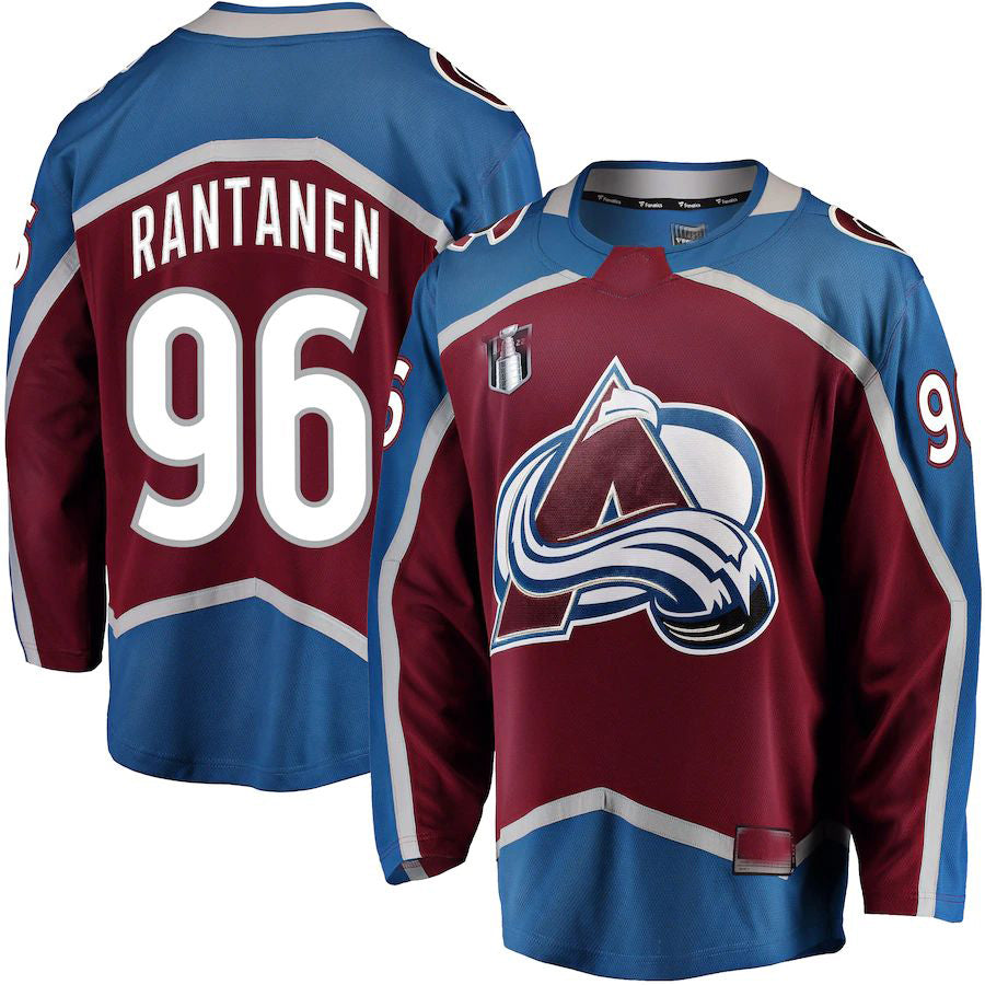 C.Avalanche #96 Mikko Rantanen Fanatics Branded Home 2022 Stanley Cup Final Breakaway Player Jersey Burgundy Stitched American Hockey Jerseys