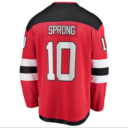 NJ.Devils #10 Daniel Sprong Fanatics Home Breakaway Jersey - Red Stitched American Hockey Jerseys
