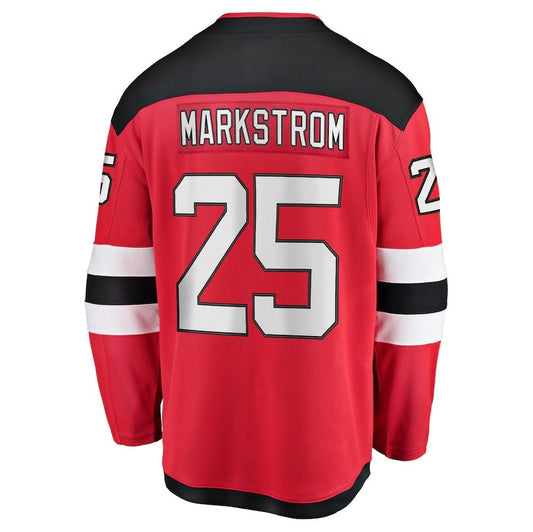 NJ.Devils #25 Jacob Markstrom Fanatics Home Premier Breakaway Player Jersey - Red Stitched American Hockey Jerseys