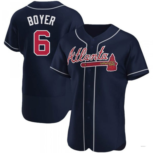 Atlanta Braves #6 Clete Boyer Navy Alternate Jersey Stitches Baseball Jerseys