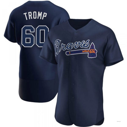 Atlanta Braves #60 Chadwick Tromp Navy Alternate Team Name Jersey Stitches Baseball Jerseys