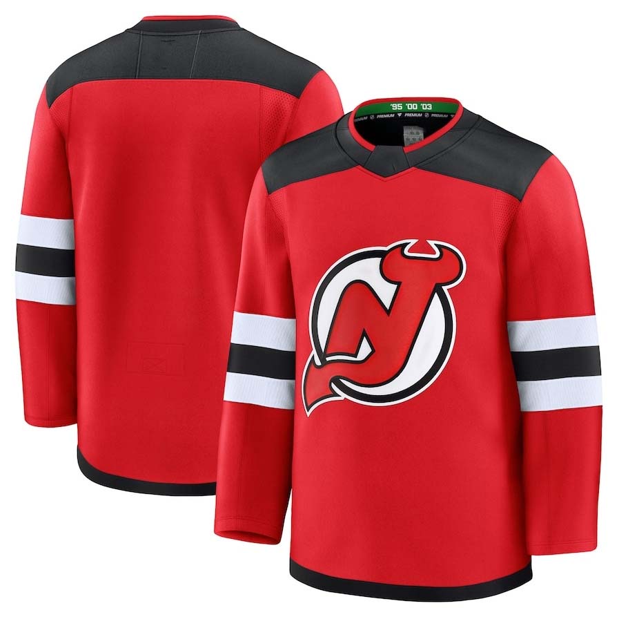 NJ.Devils Fanatics Home Premium Jersey - Red Stitched American Hockey Jerseys