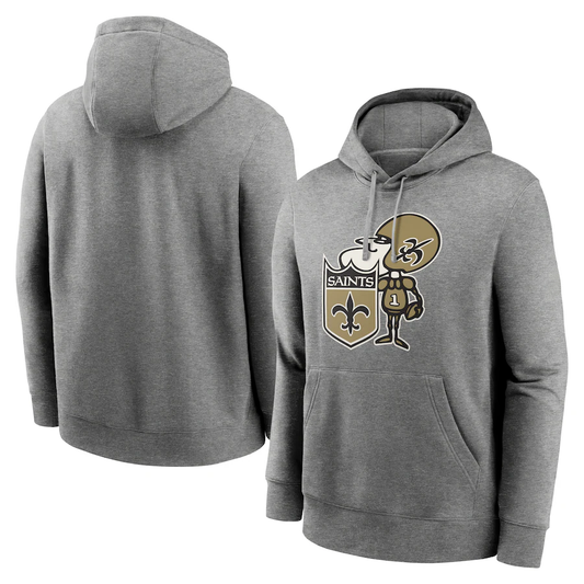NO.Saints Heather Gray Primary Logo Long Sleeve Hoodie T-Shirt Jerseys