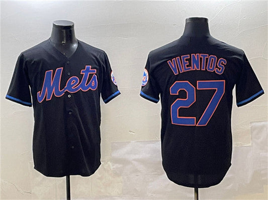 New York Mets #27 Mark Vientos Black Cool Base Stitched Baseball Jersey