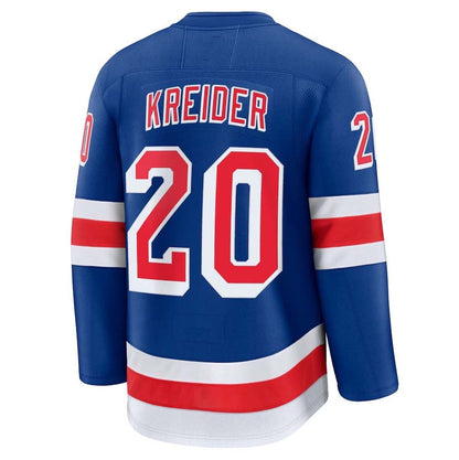 NY.Rangers #20 Chris Kreider Fanatics Home Premium Jersey - Blue Stitched American Hockey Jerseys