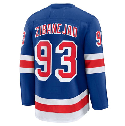 NY.Rangers #93 Mika Zibanejad Fanatics Home Premium Jersey - Blue Stitched American Hockey Jerseys
