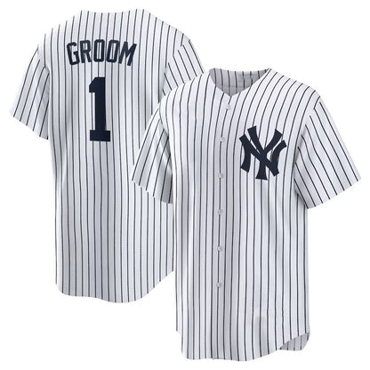 New York Yankees #1 Groom Home Replica Jersey - White Stitched Baseball Jersey