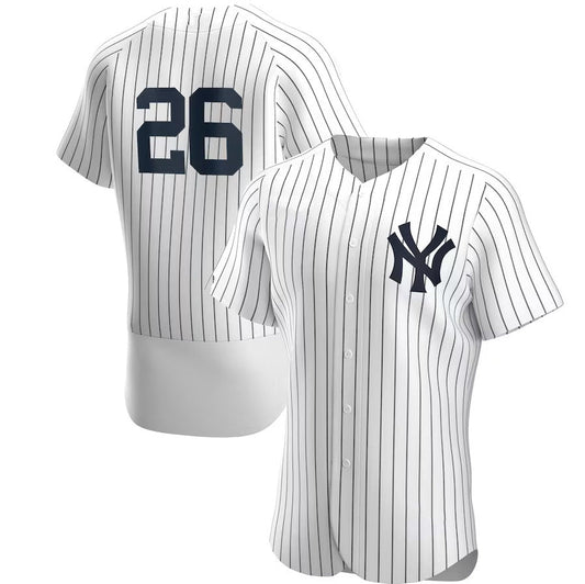 New York Yankees #26 DJ LeMahieu Home Authentic Player Jersey - White/Navy Stitched Baseball Jersey