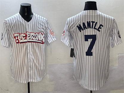 New York Yankees #7 Mickey Mantle White Bronx Graffiti Vapor Limited Stitched Baseball Jersey