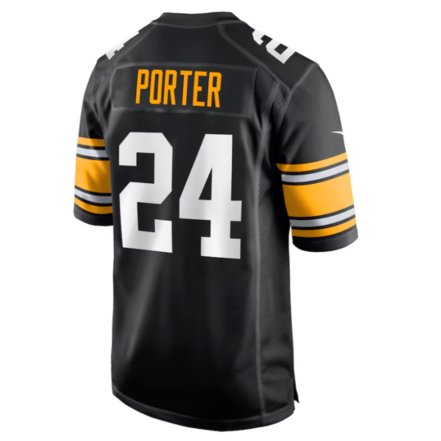 #24 Joey Porter Jr. Player P.Steelers Black Alternate Game Football Jerseys
