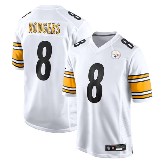 P.Steelers #8 Aaron Rodgers Player White Replica Game Football Jerseys