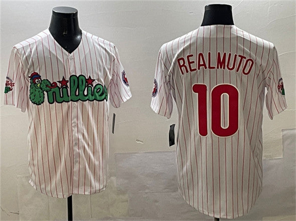 Philadelphia Phillies #10 J.T. Realmuto White Phanatic Cool Base Stitched Baseball Jersey