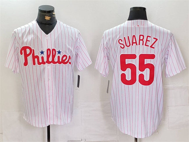 Philadelphia Phillies #55 Ranger Su¨¢rez White Cool Base Stitched Baseball Jersey