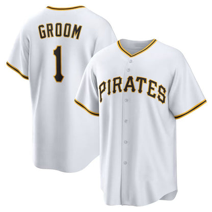 Pittsburgh Pirates #1 Groom Home Replica Jersey - White Stitched Baseball Jersey
