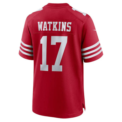 SF.49ers #17 Jordan Watkins Scarlet Team Game Stitched American Football Jerseys