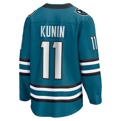SJ.Sharks #11 Luke Kunin Fanatics Home Breakaway Player Jersey - Teal Stitched American Hockey Jerseys