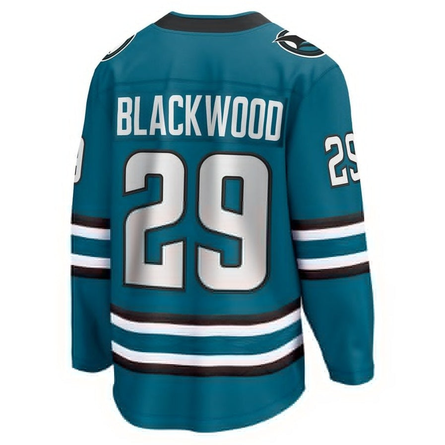 SJ.Sharks #29 Mackenzie Blackwood Fanatics Home Breakaway Jersey - Teal Stitched American Hockey Jerseys