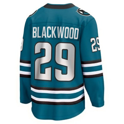 SJ.Sharks #29 Mackenzie Blackwood Fanatics Home Breakaway Jersey - Teal Stitched American Hockey Jerseys