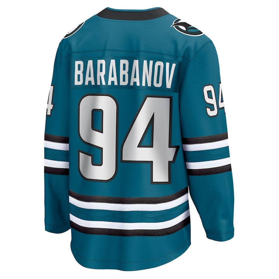 SJ.Sharks #94 Alexander Barabanov Fanatics Home Breakaway Player Jersey - Teal Stitched American Hockey Jerseys