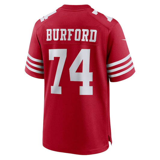 SF.49ers #74 Spencer Burford Scarlet Game Player Jersey Stitched American Football Jerseys