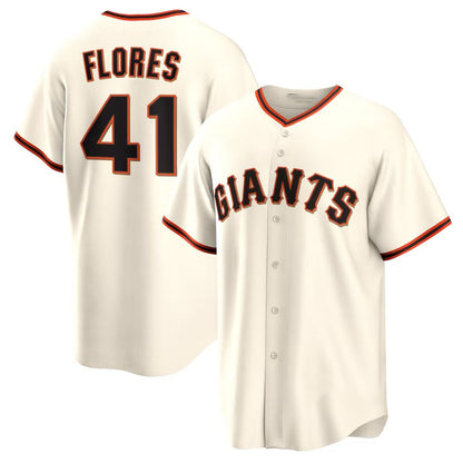 San Francisco Giants #41 Wilmer Flores Home Replica Jersey - Cream Stitched Baseball Jersey